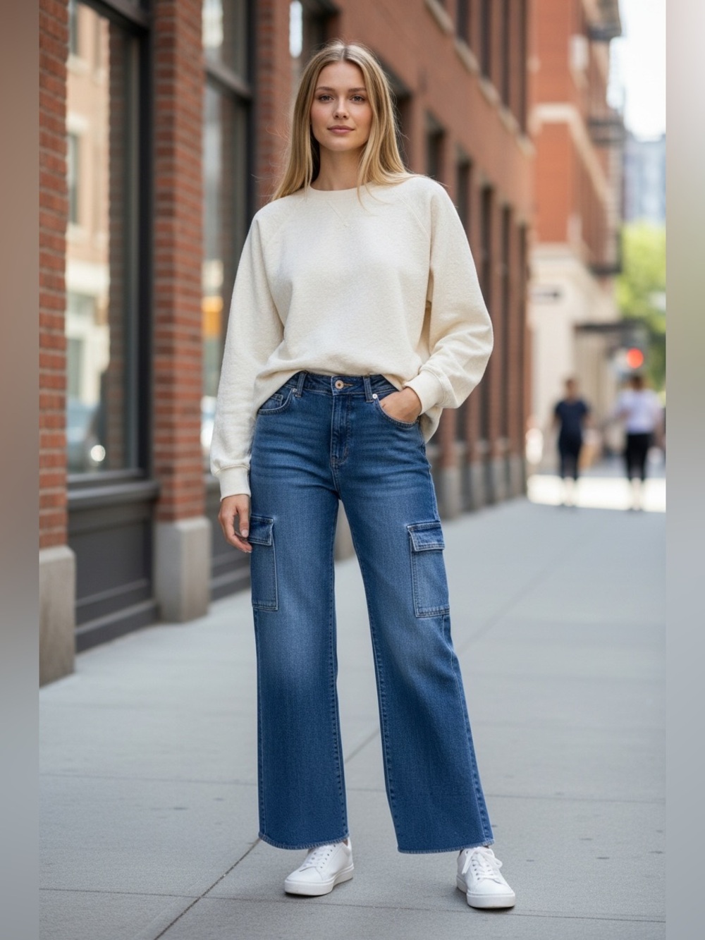 Oat New York High Rise Wide Leg Women's Cargo Jeans